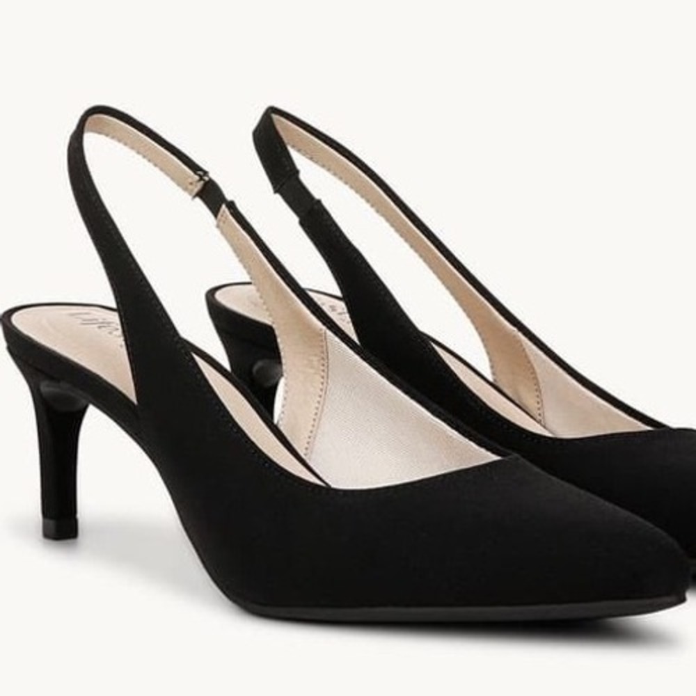 LifeStride Annalise Black Micron Slingback Pump Heels 9.5W Wide Width - Picture 11 of 11